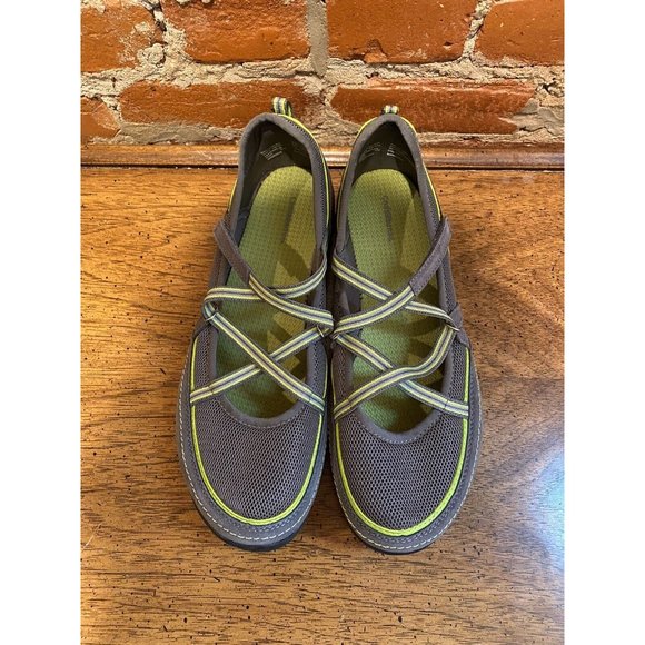 Croft & Barrow Barefoot Design Gray & Green Mesh Strappy Ballet Flats Size 11 M - Picture 4 of 5